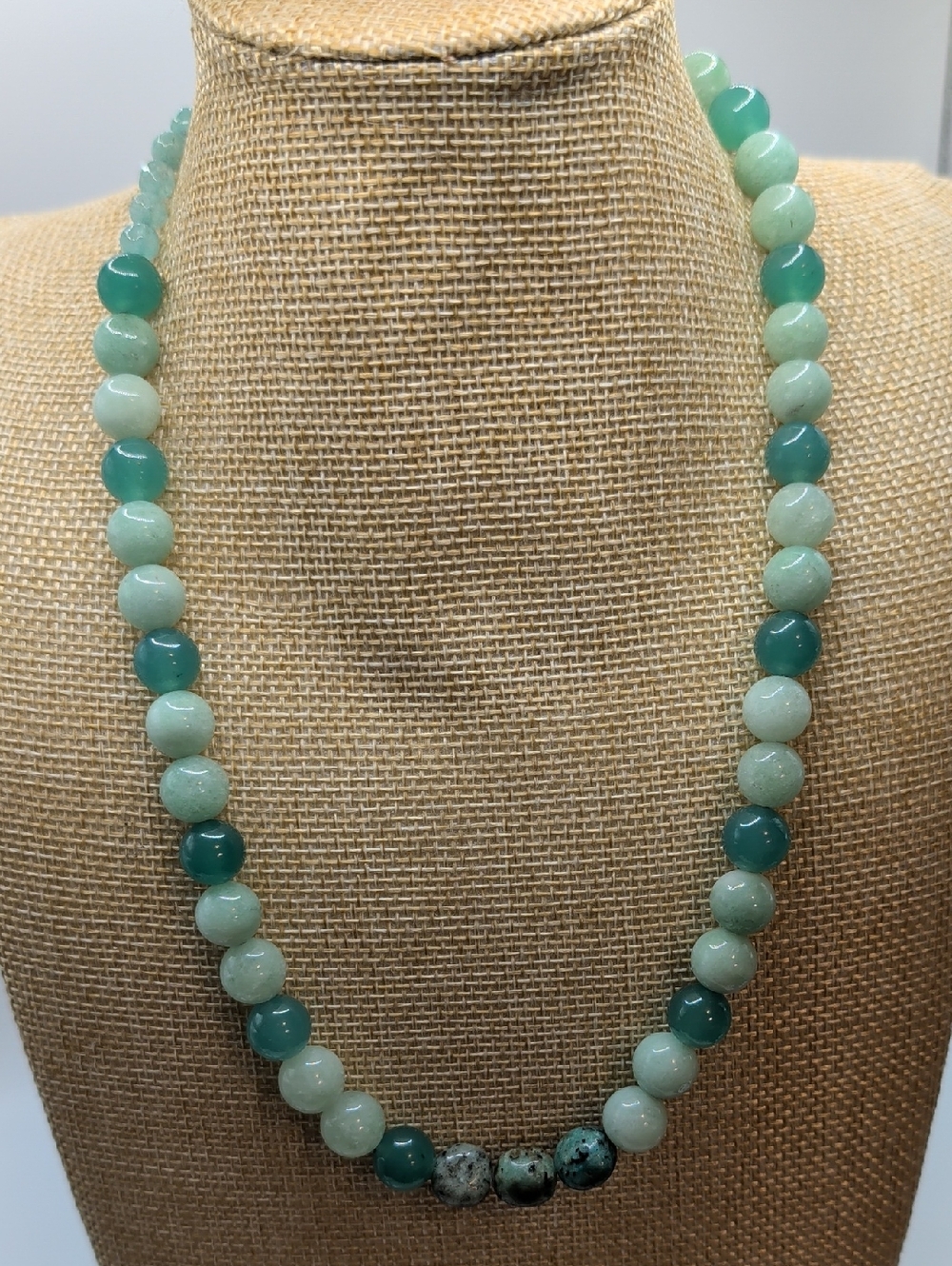 Hand Crafted Green Gradient Beaded Necklace